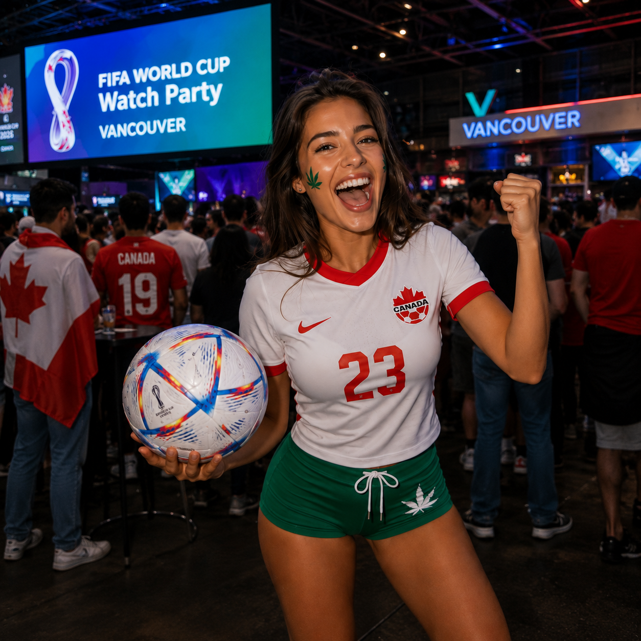 Influencer at a Vancouver World Cup watch party